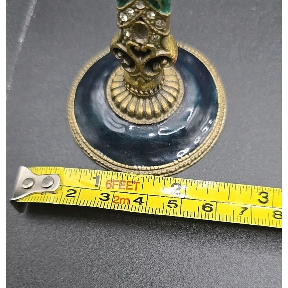 Vintage Brass Religious Green Enamel Rhinestone HEAVY Cross 5.5 inches - Picture 6 of 6